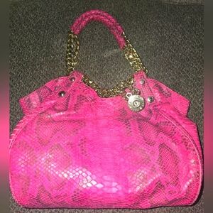 Henri Bendel Milliner shopper tote croc fuchsia snake print exotic leather